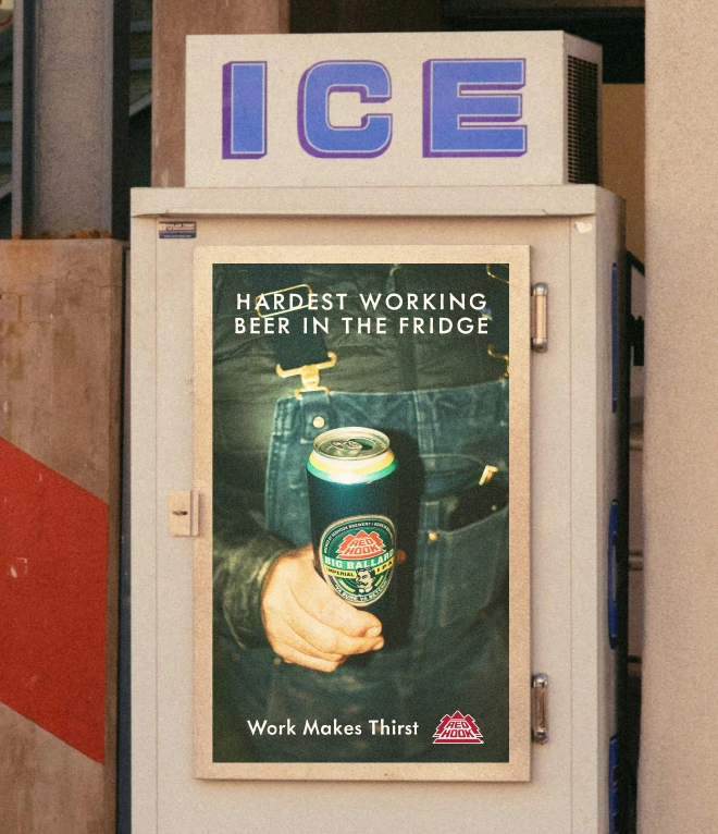 Ice box with Beer Ad