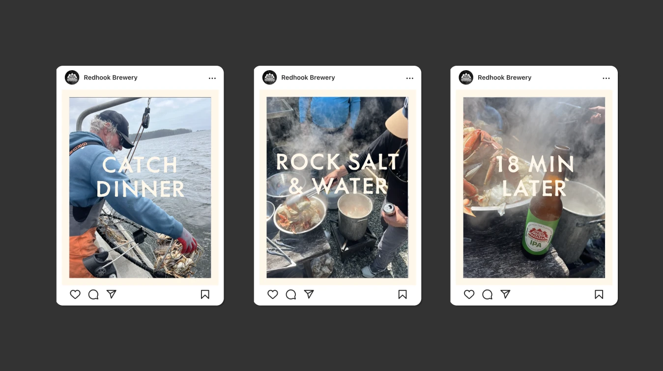 3 slides showing fishing with beer and cooking with beer